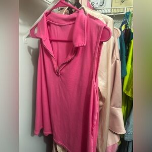 Rafaella Pink  #QuarterZip Season Zip-Up Tank Top Tennis Shirt Size L